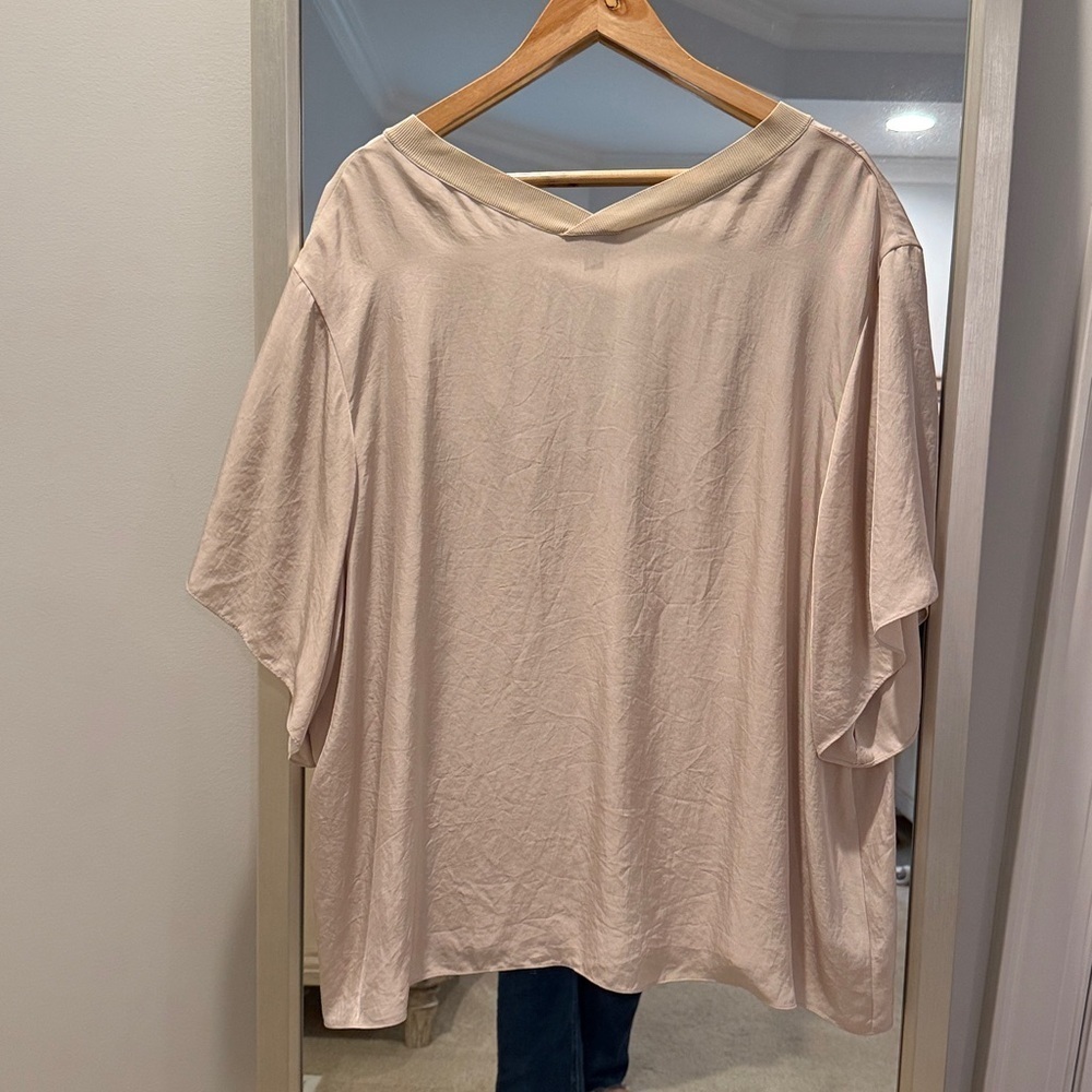 VINCE WOMEN'S RIB TRIM DOUBLE V-NECK SHORT SLEEVE TEE SIZE 2X - Picture 7 of 7